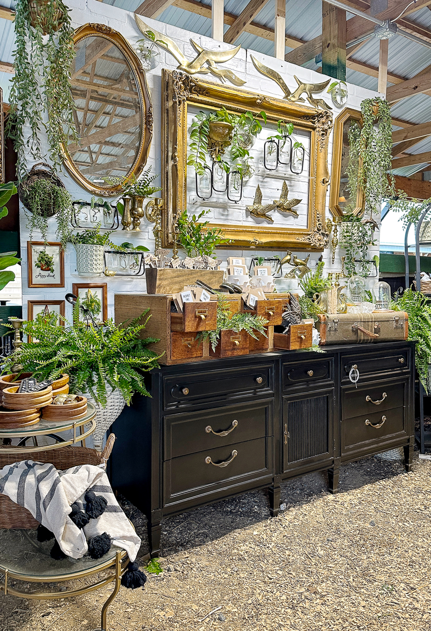 Explore my vintage booth from the Lucketts Spring Market. It's among the trendiest vintage markets on the East Coast! #vintage #vintagedecor propagation wall arrangement,