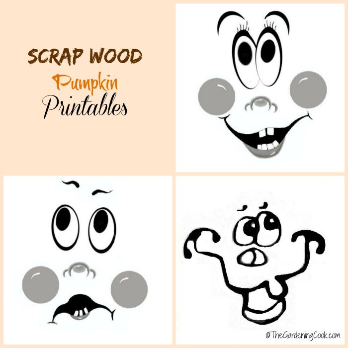 Modelo de rosto de abóbora com as palavras Scrap wood pumpkin printables