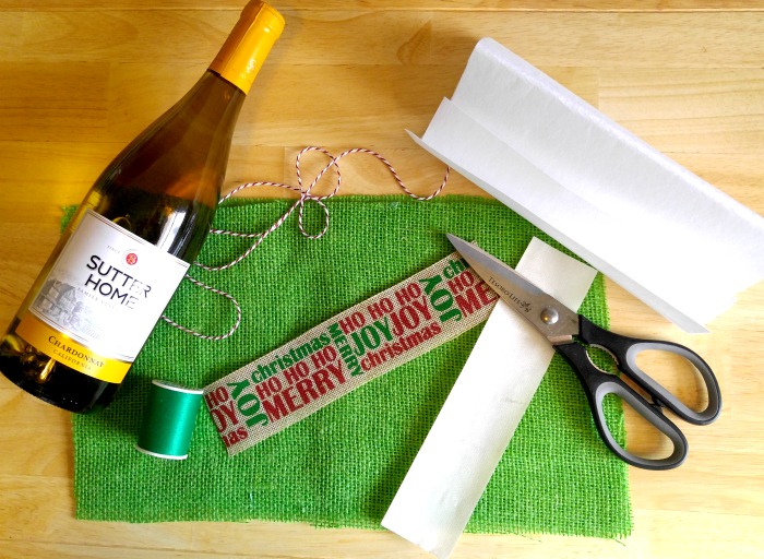 Materiais para o saco de garrafa de vinho em burlap